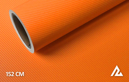 Carbon orange 4D wrap film 152CM